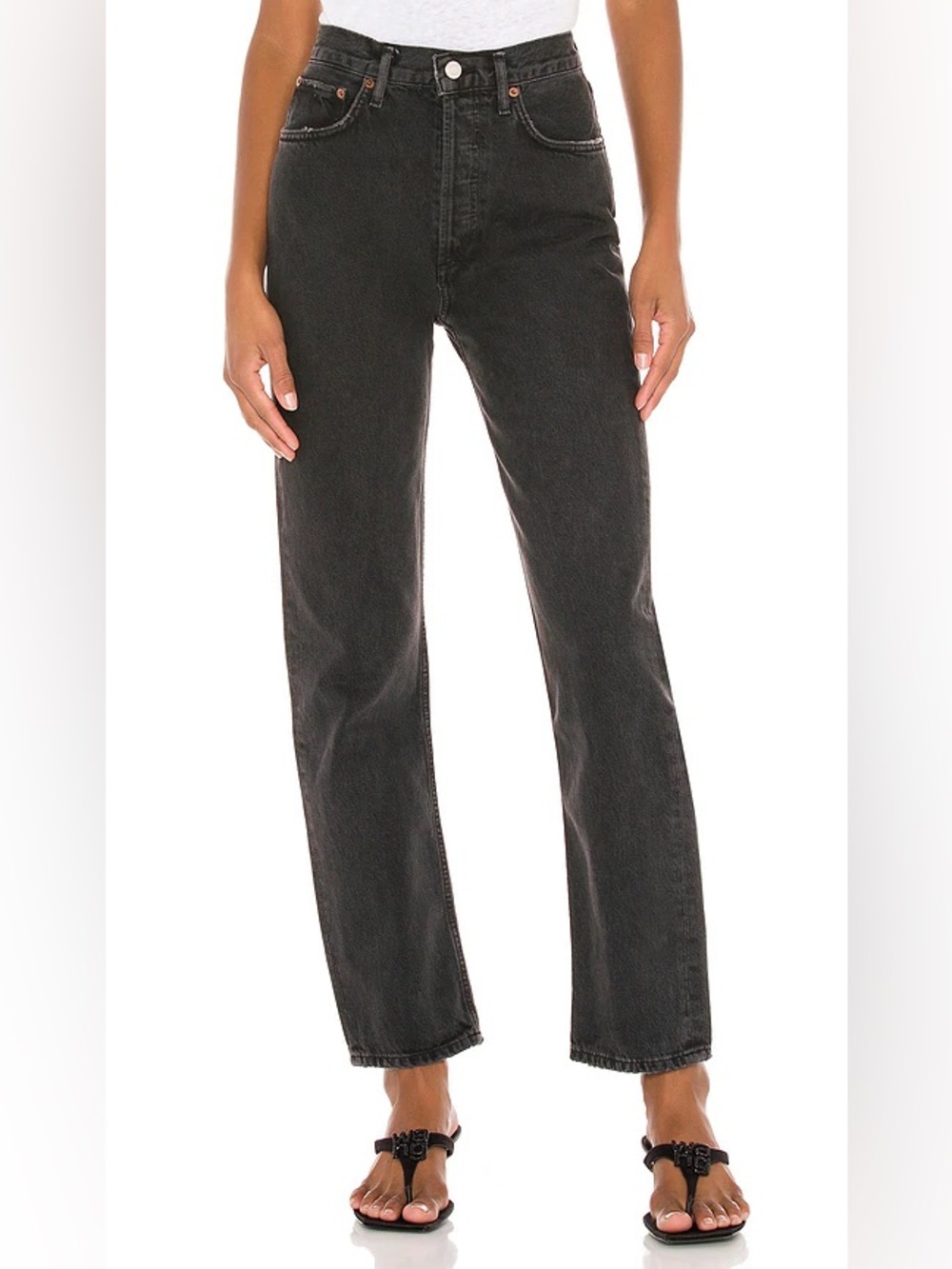 Agolde 90’s Pinch Washed Black Slim Straight Jeans Size 24 NWOT